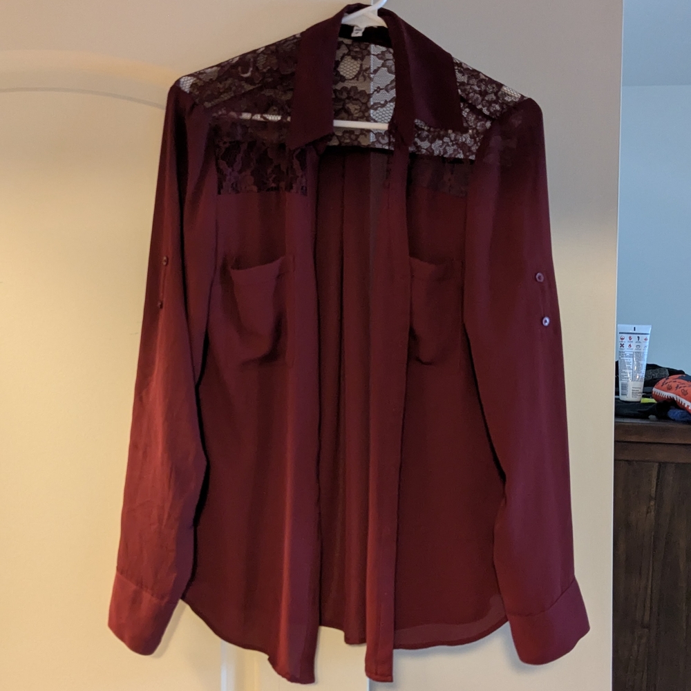 Express Burgundy Lace Blouse